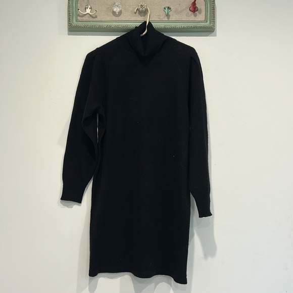 360 Cashmere wool turtleneck long sleeve mini dress Elegant Black women’s small - Picture 6 of 6
